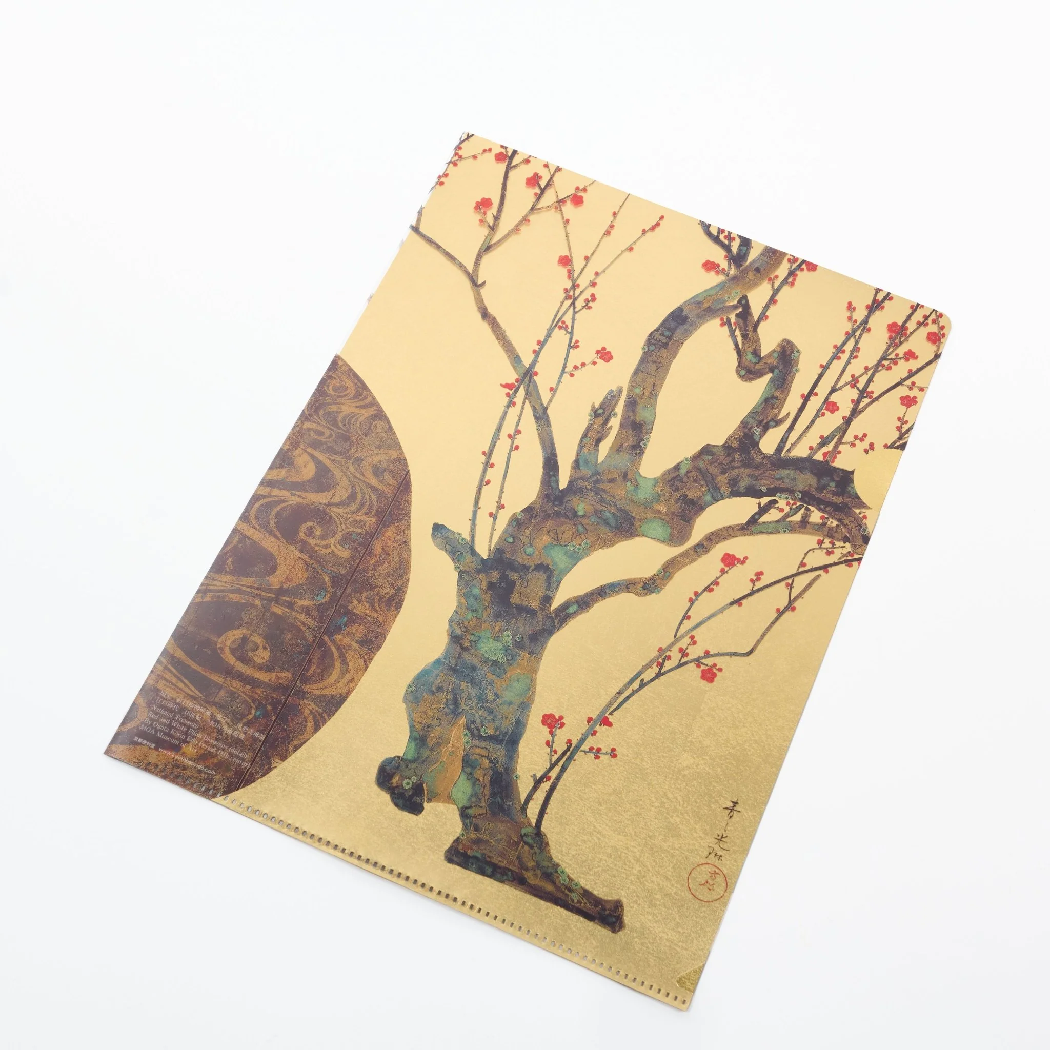 Red and White Plum Blossoms Gold Leaf A4 Clear File  / Benrido