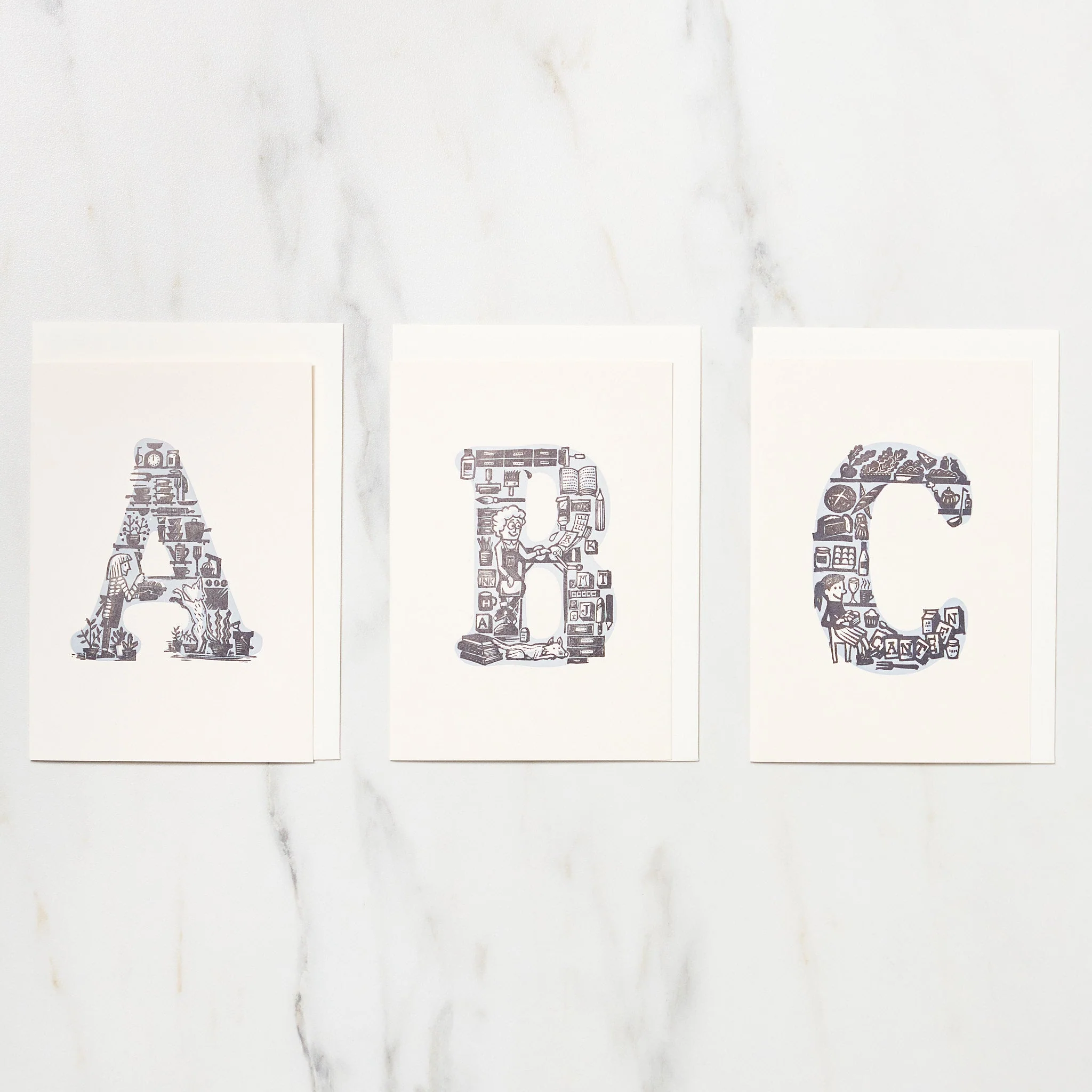 Alphabet Motif Takayo Akiyama Card / Letterpress Letters