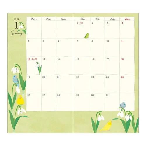 Birds and Seasonal Plants Pocket Diary 2026 / MIDORI - Image 4