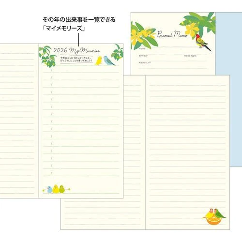 Birds and Seasonal Plants Pocket Diary 2026 / MIDORI - Image 7