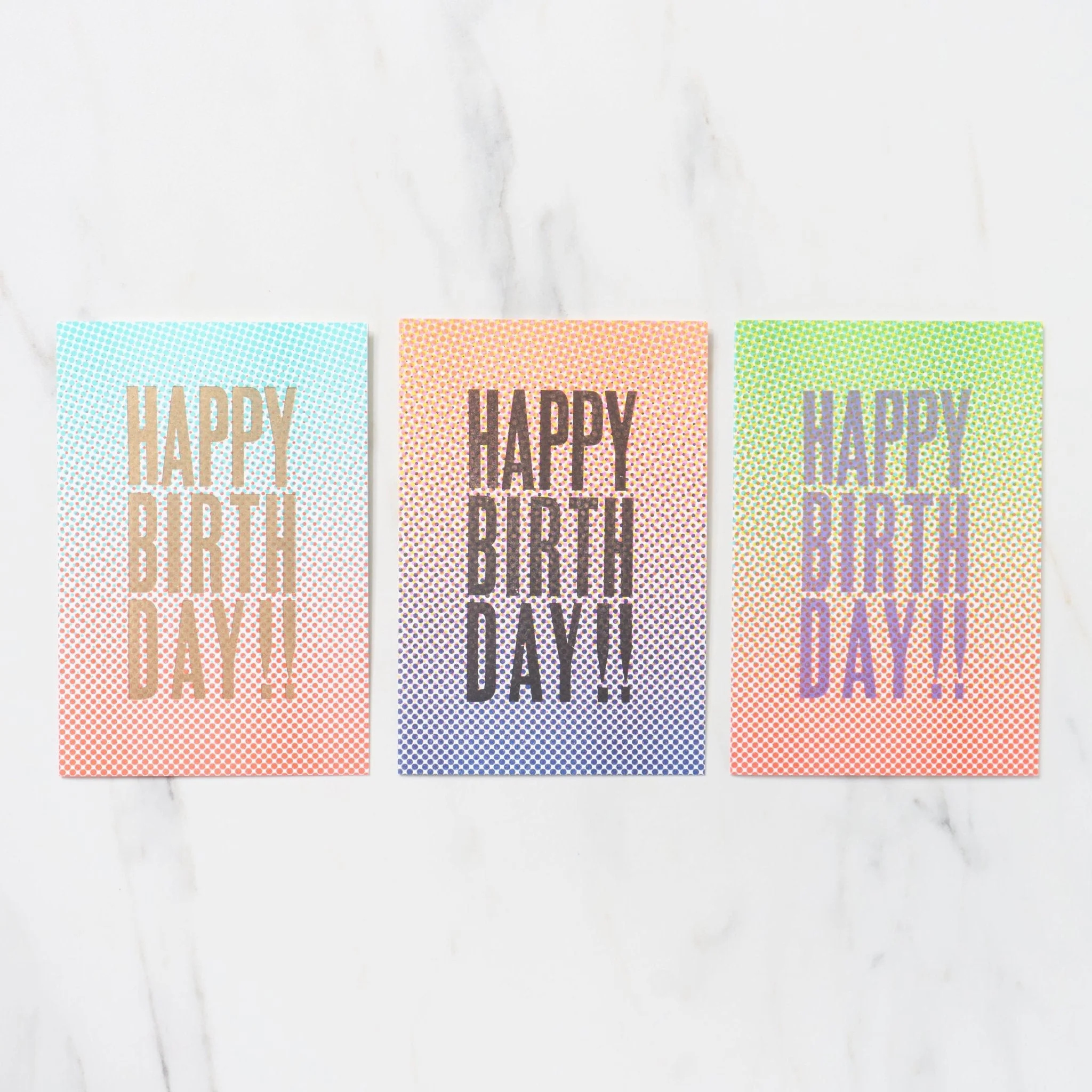 DOT 2 Greeting Cards HAPPY BIRTHDAY / Letterpress Letters