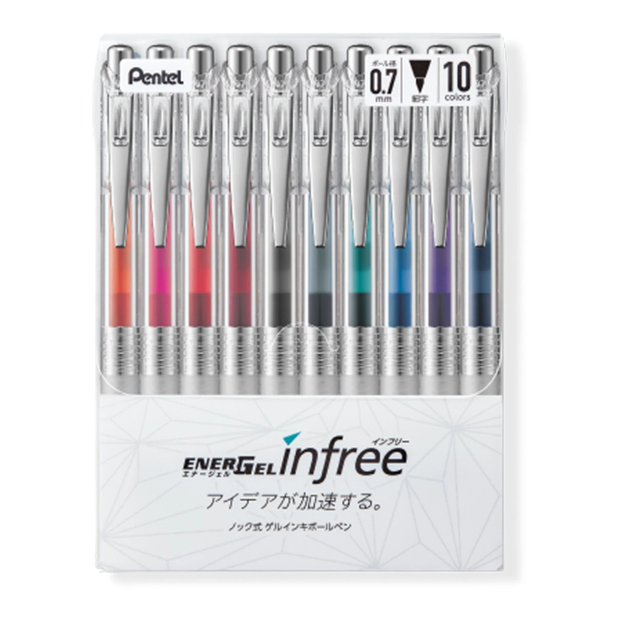 Energel Infree Gel Ink Pen 10 Color Set / Pentel - Image 3