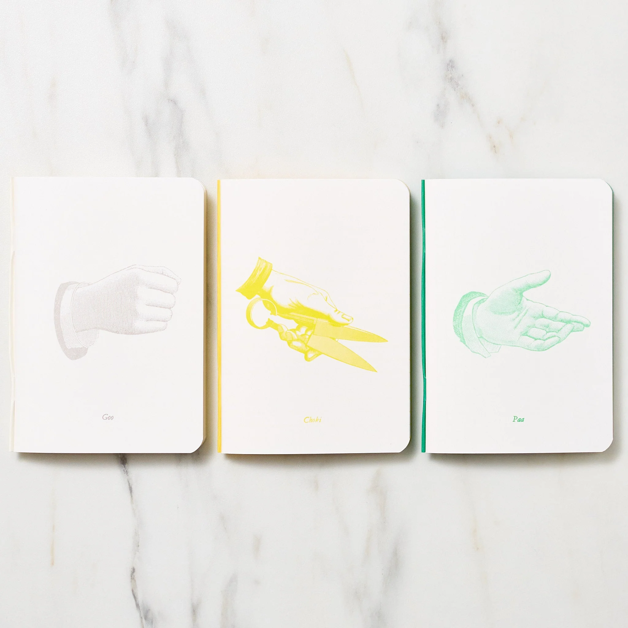 Goo Choki Paa 3 Notebook Set - Complementary / Letterpress Letters - Image 2