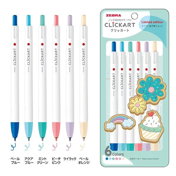 [Limited] Clickart Water-Based Markers 6 Color Set / Zebra - Image 3
