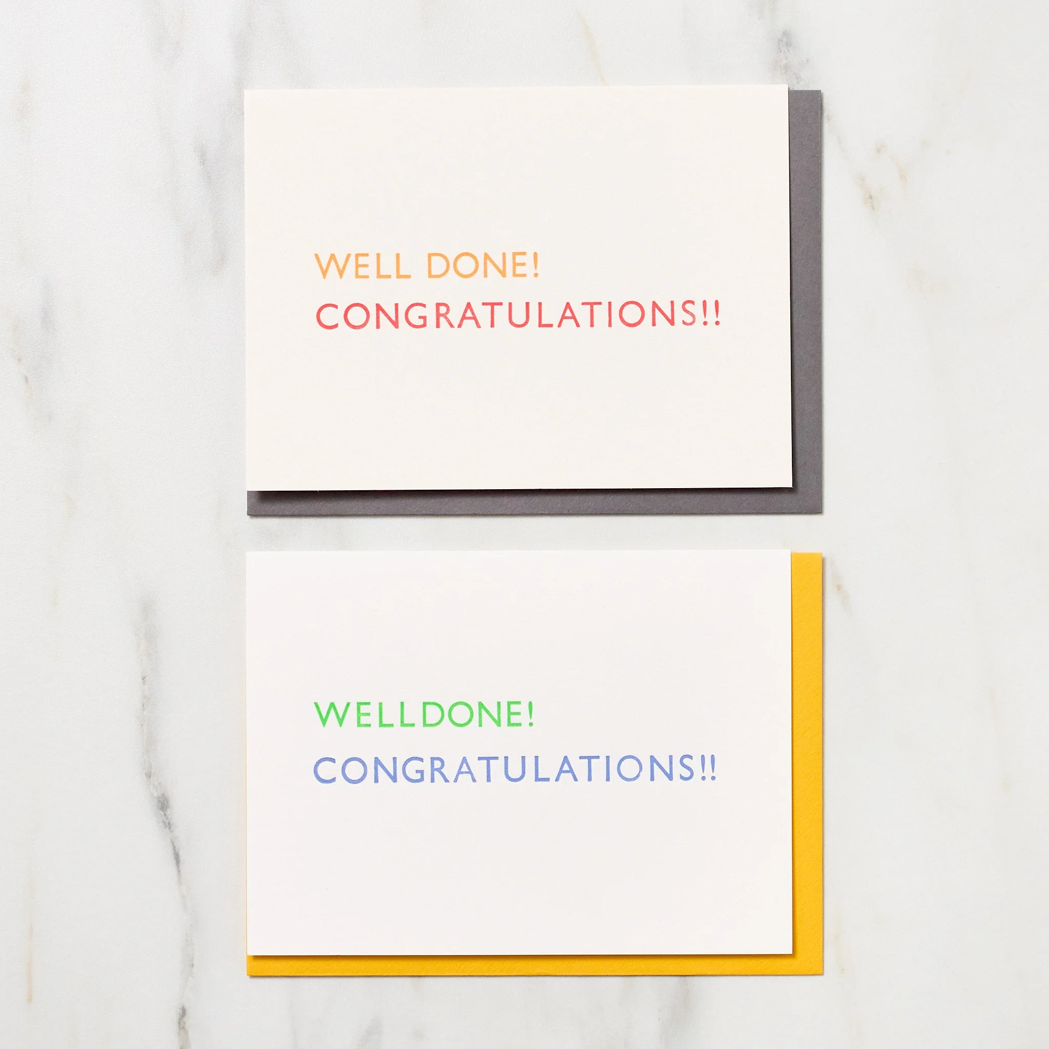 "Well Done! Congratulations!!" Greeting Cards / Letterpress Letters